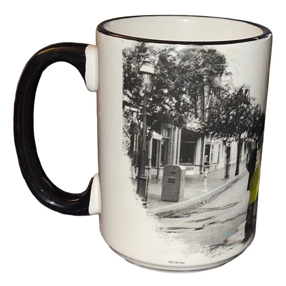 Disney Parks Main Street USA Magic Kingdom Walt And Mickey Black White Mug 16oz